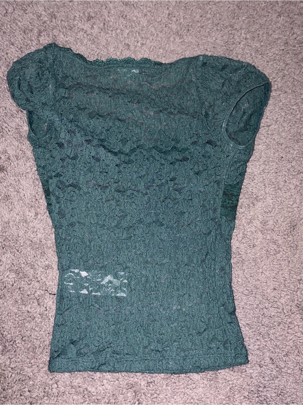 Kimchi Blue Teal Floral Lace Short Sleeve Top - Picture 6 of 6